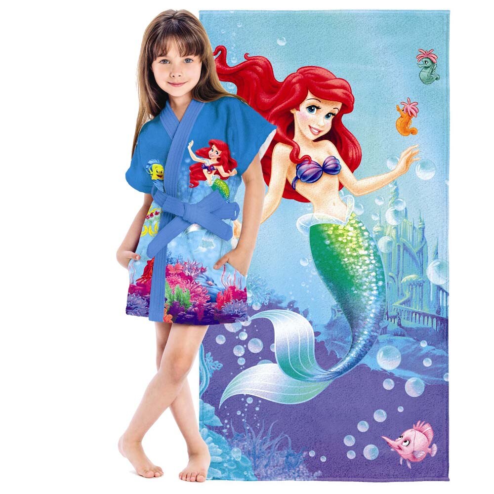 Roup u00e3o Infantil Lepper Sereia Ariel Azul Estampado Roupão Infantil ~ Roup u00e3o Infantil Lepper Sereia Ariel Azul Estampado