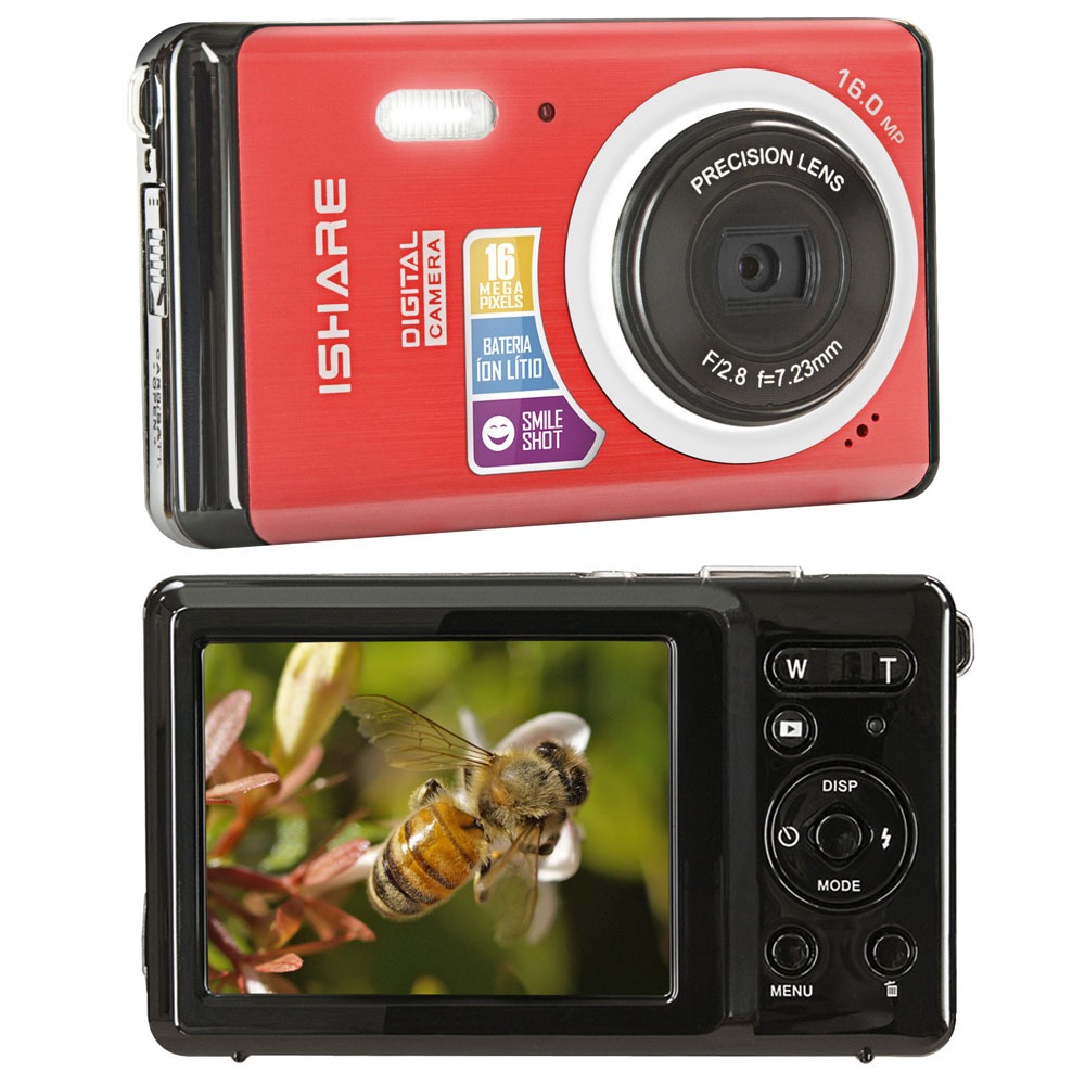 Câmera Digital Tron Ishare Vermelha, LCD 2,7”, 16MP, 4x Zoom Digital