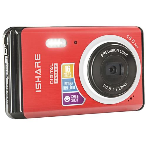 Câmera Digital Tron Ishare Vermelha, LCD 2,7”, 16MP, 4x Zoom Digital