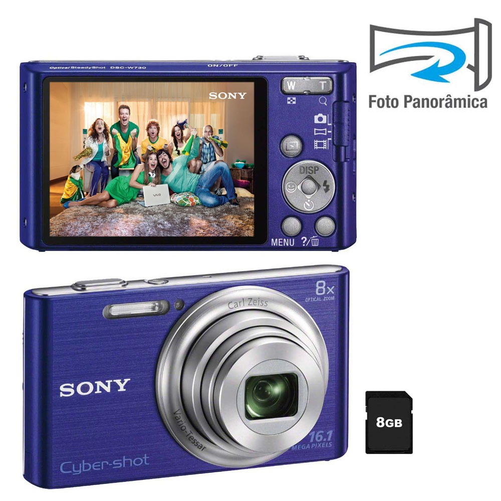 Câmera Digital Sony Cybershot DSCW730 Azul com 16.1 MP, Zoom Óptico