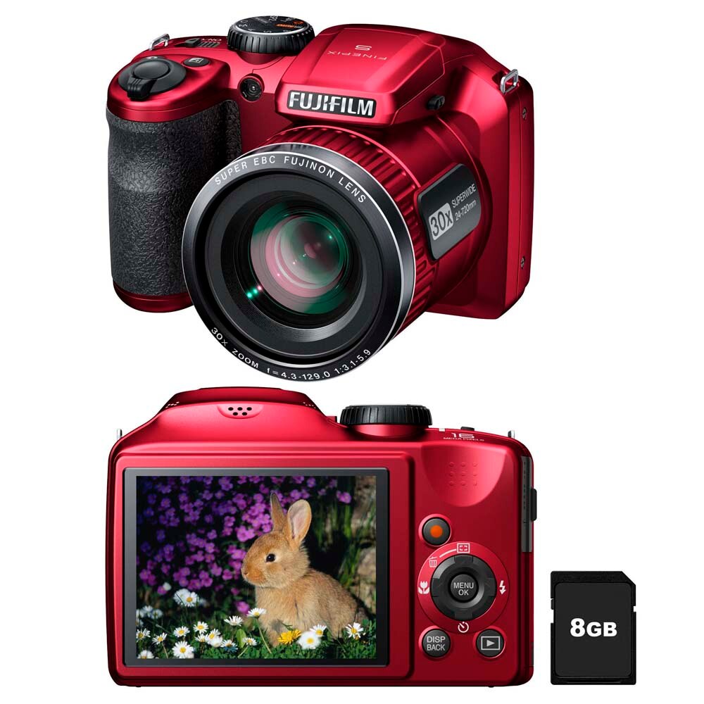 Câmera Fujifilm FinePix S4800 Vermelha com LCD 3.0”, 16.MP, Zoom Óptico