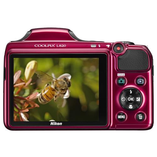 Câmera Digital Nikon Coolpix L820 Vermelha 16MP, LCD 3.0", Zoom ótico