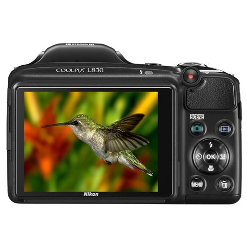 Câmera Digital Nikon Coolpix L830 Preta 16MP, LCD Móvel 3.0", Zoom