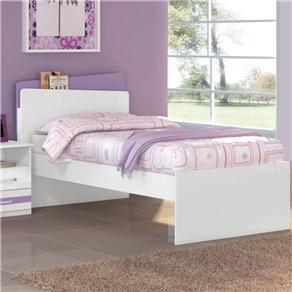 Cama Solteiro Santos Andirá Book Teen Flex - Branco/Lilás/Preto