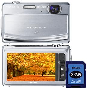 Câmera Digital Fujifilm Z90 Prata c/ 14MP, LCD 3.0" Touchscreen, Zoom Óptico 5x, Vídeo em HD (720p) e Detector de Faces + Cartão SD 2GB