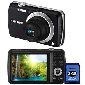 Câmera Digital Samsung PL20 Preta c/ 14.2MP, LCD 2.7", Zoom Óptico 5x, Vídeo em HD (720p), Detector de Faces e Sorrisos