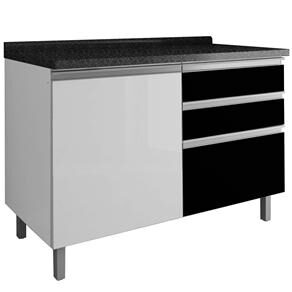 Gabinete Itatiaia Stilo IG2G3 c/ 1 Porta e 3 Gavetas - Branco/Preto