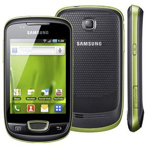 Celular Desbloqueado Samsung Galaxy Mini Preto/Verde Android 2.2, Wi-Fi, 3G, Câmera 3.2, GPS, MP3, Rádio FM, Bluetooth, Touch Screen e Fone de Ouvido