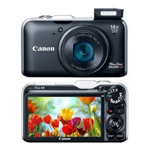 Câmera Canon ELPH SX230 HS Preta c/ LCD 3.0”, 12.1 MP, Zoom Óptico 14x, Detecção de Face, Estabilizador de Imagem, Vídeo Full HD e GPS por Click
