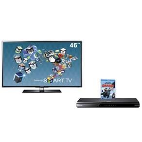 TV 46’’ 3D LED Samsung c/ Smart TV e Conversor digital + Blu Ray player 3D Samsung c/ Cabo HDMI + Blu Ray (Como Treinar seu Dragão 3D)