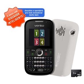 Celular Desbloqueado Venko Carisma Preto/Branco QWERTY com Câmera 1.3MP, MP3, FM, Quadri Chip, TV Analógica, Bluetooth, Discado Inteligente e Fone