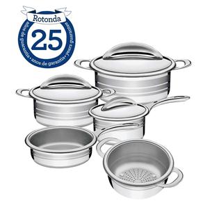 Conjunto de Panelas Tramontina Rotonda Inox - 5 Peças