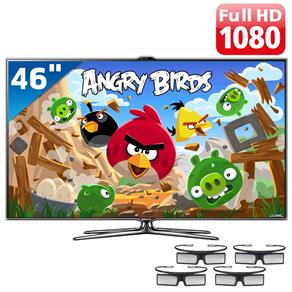 TV 46" Slim LED Smart Interaction 3D Samsung Série 7 ES7000 UN46ES7000GXZD Full HD com Smart TV, Conversor Digital, Wireless LAN e 4 Óculos 3D