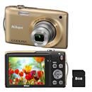 Câmera Digital Nikon CoolPix S3300 Dourada com ...