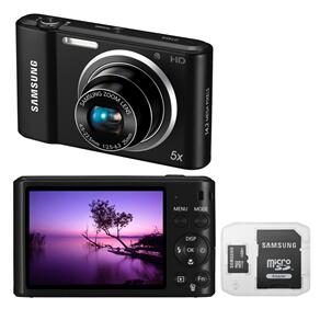 Câmera Samsung ST 64 Preta c/ LCD 2.7”, 14,2 MP, Zoom Óptico 5x, Estabilização de Imagem, Vídeo em HD Foto Panorâmica, Detector de Face e Sorriso