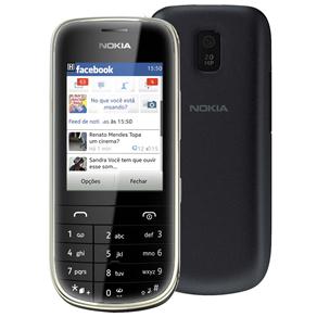 Celular Desbloqueado Asha 202 NOKIA Preto com Dual Chip, Câmera 2MP, Rádio FM, MP3, Bluetooth e Fone de Ouvido
