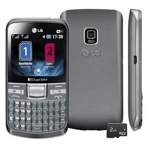 Celular Desbloqueado LG C199 com Acesso ás Redes Sociais, Dual Chip, Câmera 2MP, Rádio FM, MP3, Teclado Qwerty, Bluetooth, Wi-Fi, Fone e Cartão 2GB
