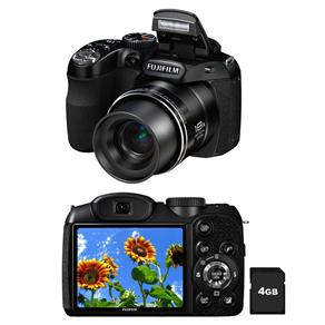 Câmera Digital Fujifilm Finepix S2980 c/ LCD 3.0", 14 MP,  Zoom Óptico 18x, Foto Panorama, Vídeo HD, Dupla Estabilização de imagem + Cartão 4GB