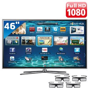 TV 46" Slim LED 3D Samsung Série 6 ES6800 UN46ES6800GXZD Full HD com Smart TV, Conversor Digital, Wireless LAN, Conversor 2D - 3D e 4 Óculos 3D