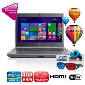 Notebook Positivo 5055m com Intel&reg; Core i3 - 2328M, 4GB, 500GB, Gravador de DVD, Leitor de Cart&otilde;es, HDMI, Wireless, Webcam, LED 14 e Windows 8 - cod. 1940548