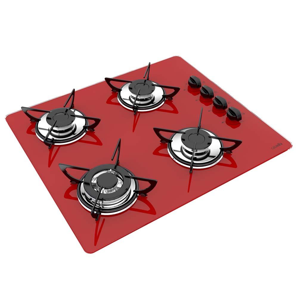 Cooktop a Gás 4 Bocas Casavitra com Queimador Tripla Chama Cromado