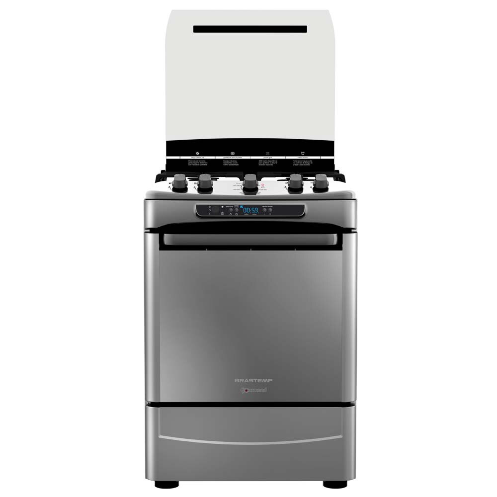 Fogão Brastemp 4 Bocas Gourmand BF960AR c/ Grill e Timer Digital Inox