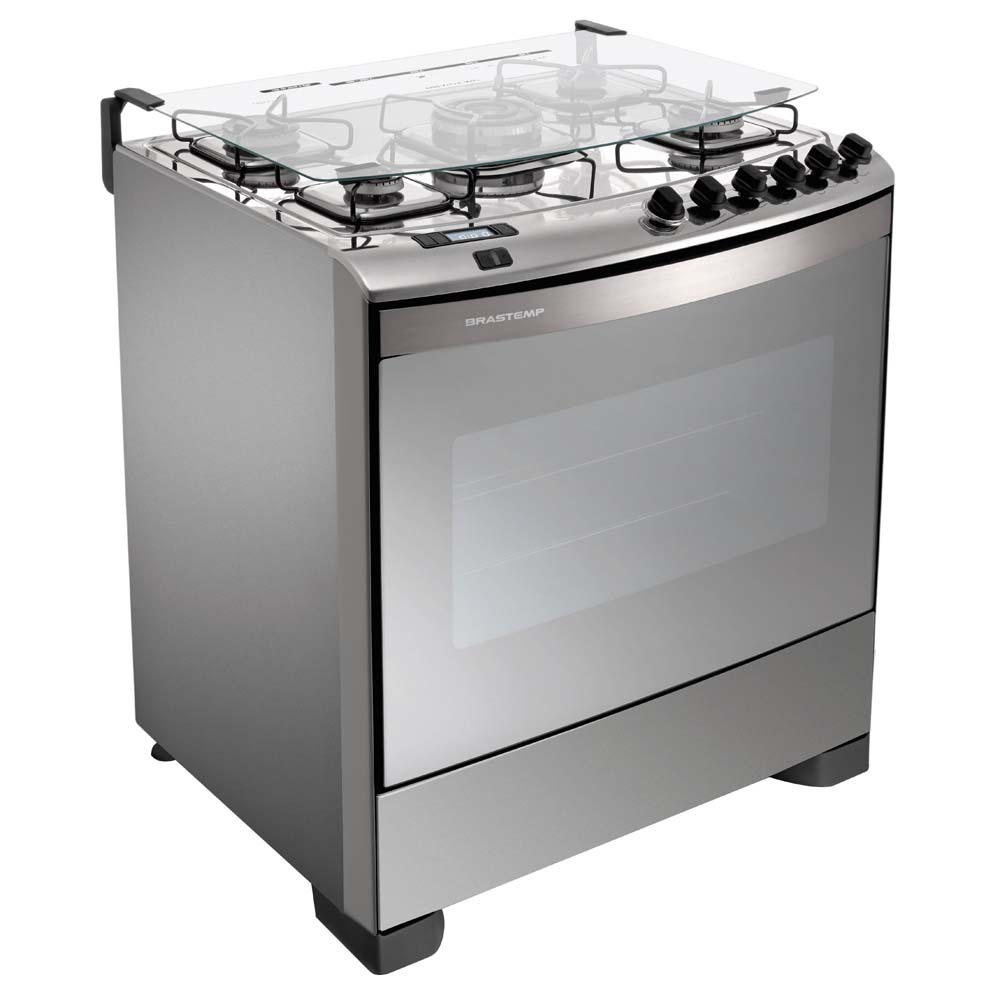 Fogão Brastemp 5 Bocas Ative Flat Top BF175AR com Forno Smart Clean