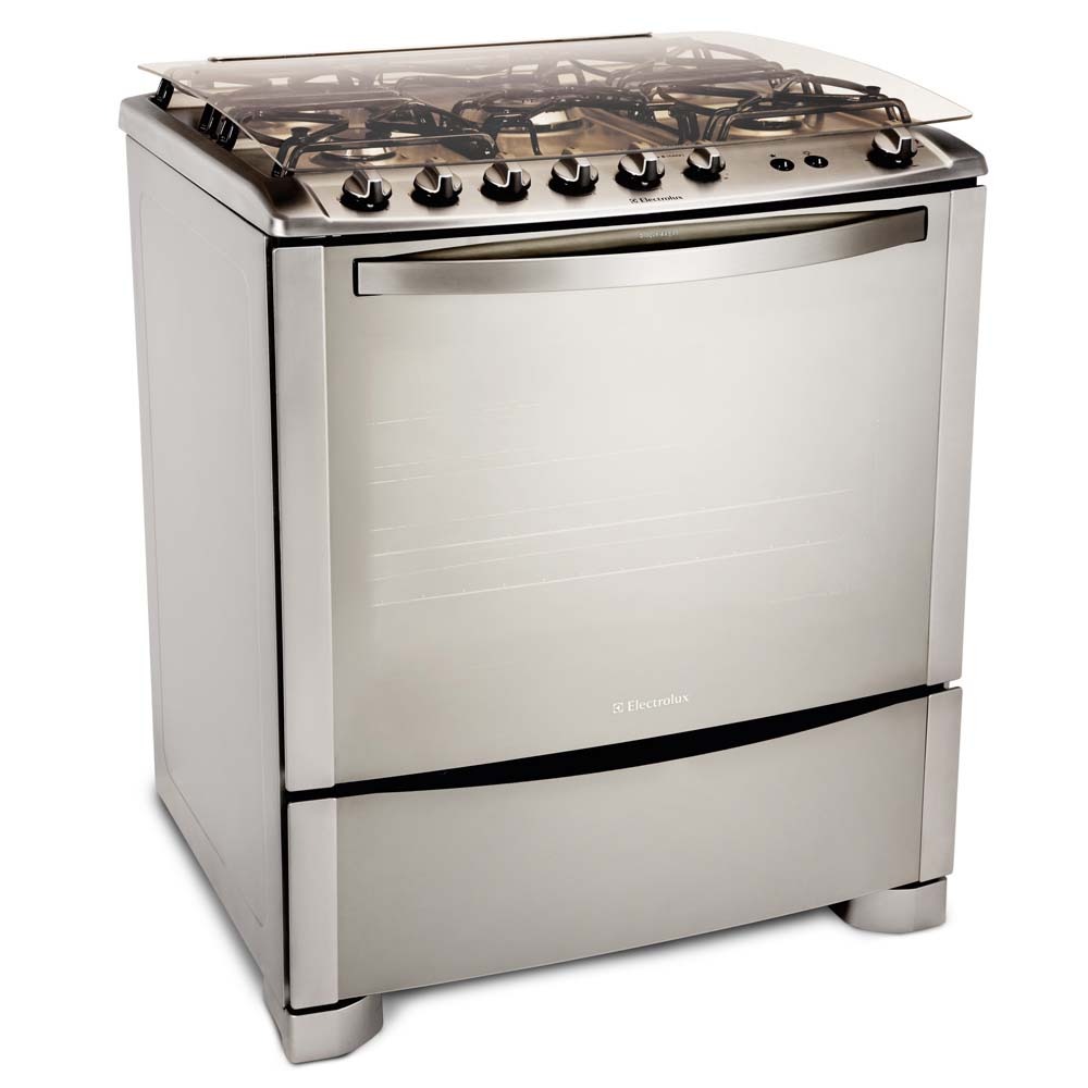 Fogão Electrolux 5 Bocas Celebrate 76STX c/ Grill e Timer Inox Piso 5 Bocas no