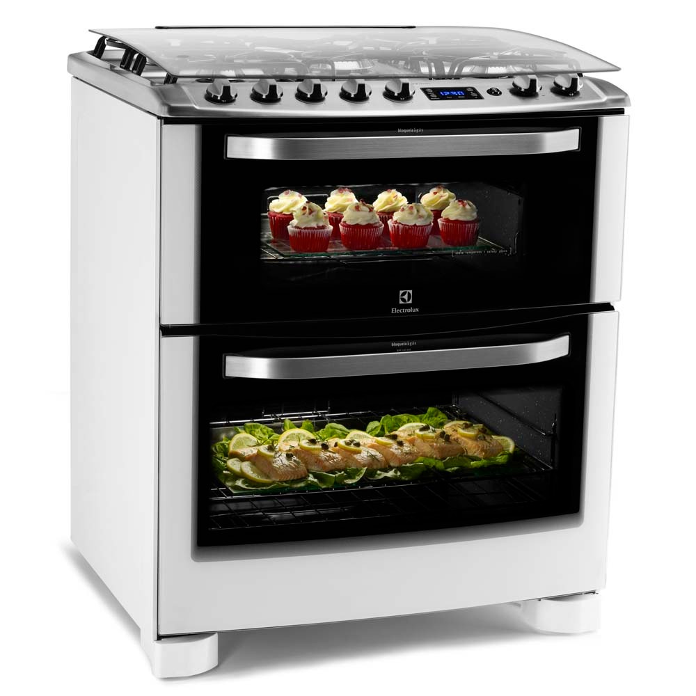 Fogão Electrolux 5 Bocas 76DRB com Duplo Forno e Timer Piso 5 Bocas
