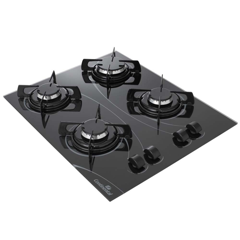 Cooktop a Gás 4 Bocas Continental CTGCT06 Preto Bivolt 4 Bocas no