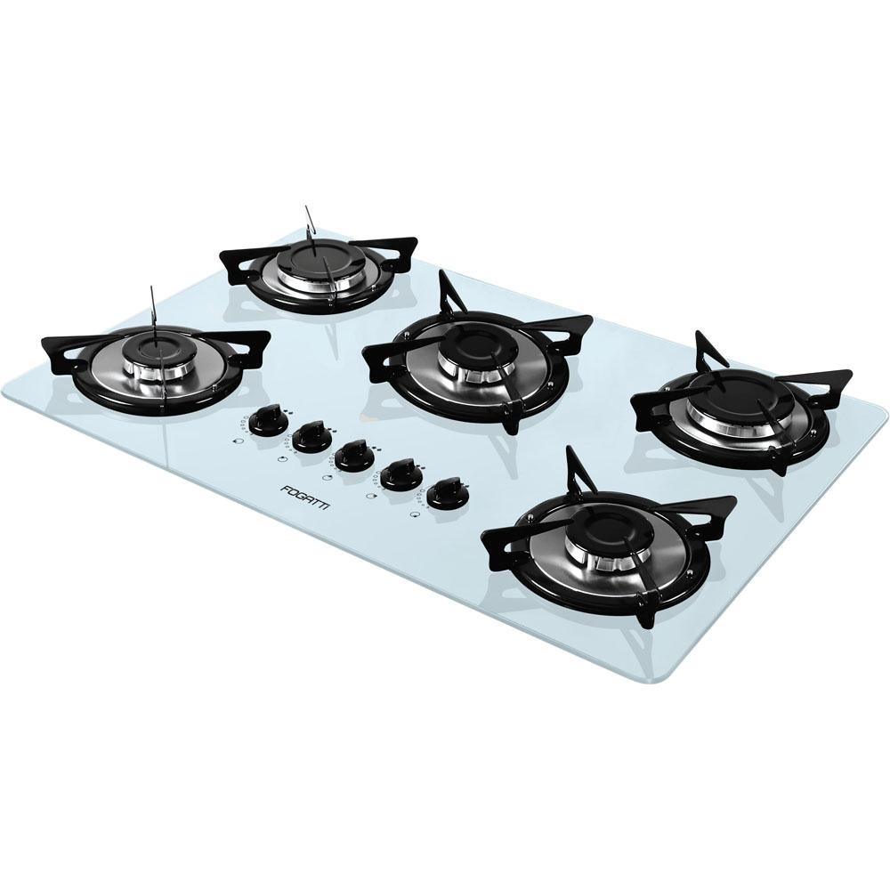 Cooktop 5 Bocas Fogatti V500X a Gás GLP Branco 5 Bocas no
