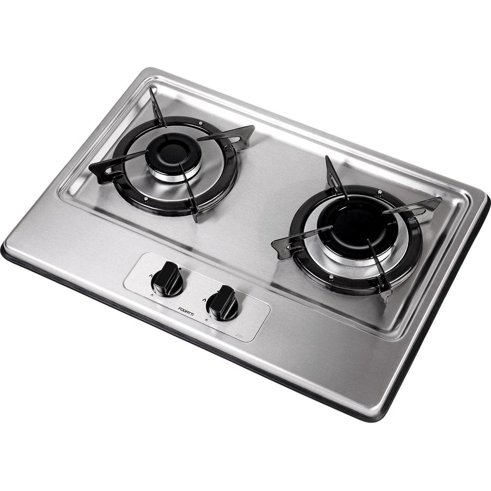 Cooktop 2 Bocas Fogatti 200i a Gás GLP Inox Dominó no