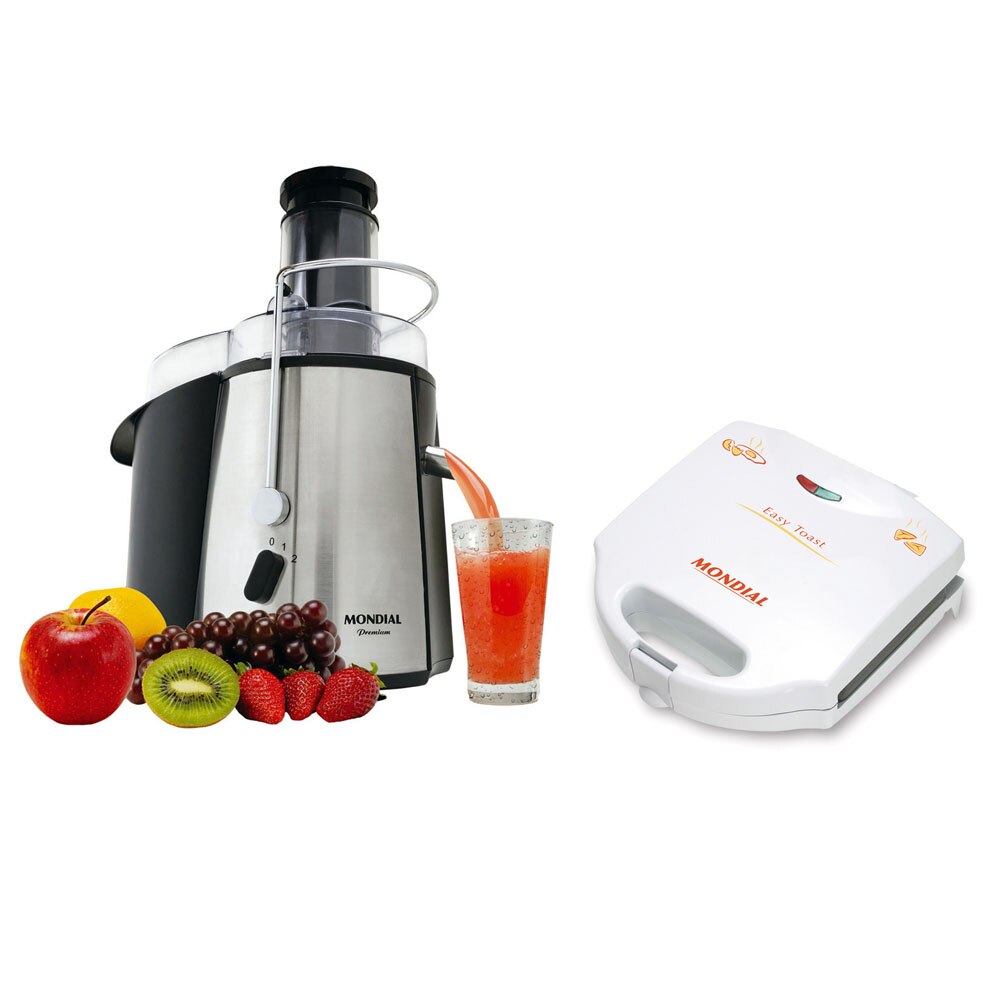 Centrifuga Mondial Juicer CF-01 Inox/Preta - 700 W - 110v + Sanduicheira Mondial Easy Toast S-03 ...