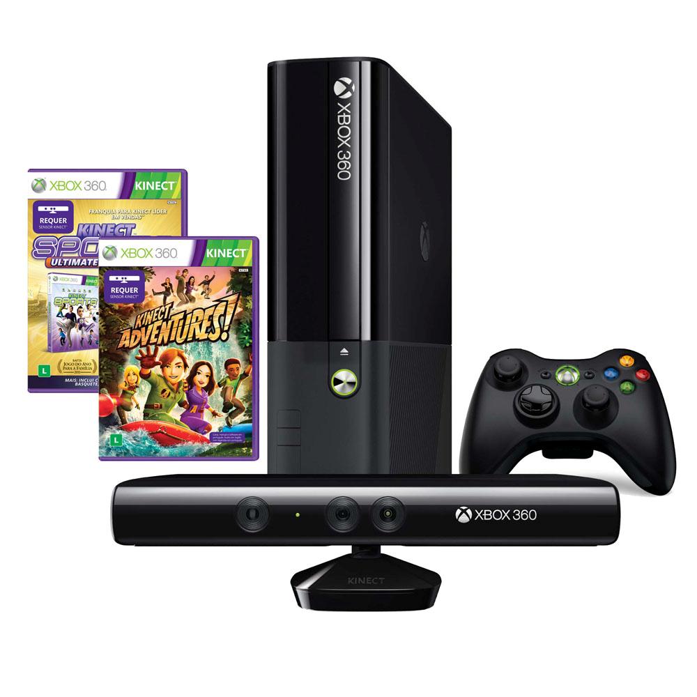 Console Xbox 360 500GB + Kinect + Kinect Sports Ultimate + Kinect