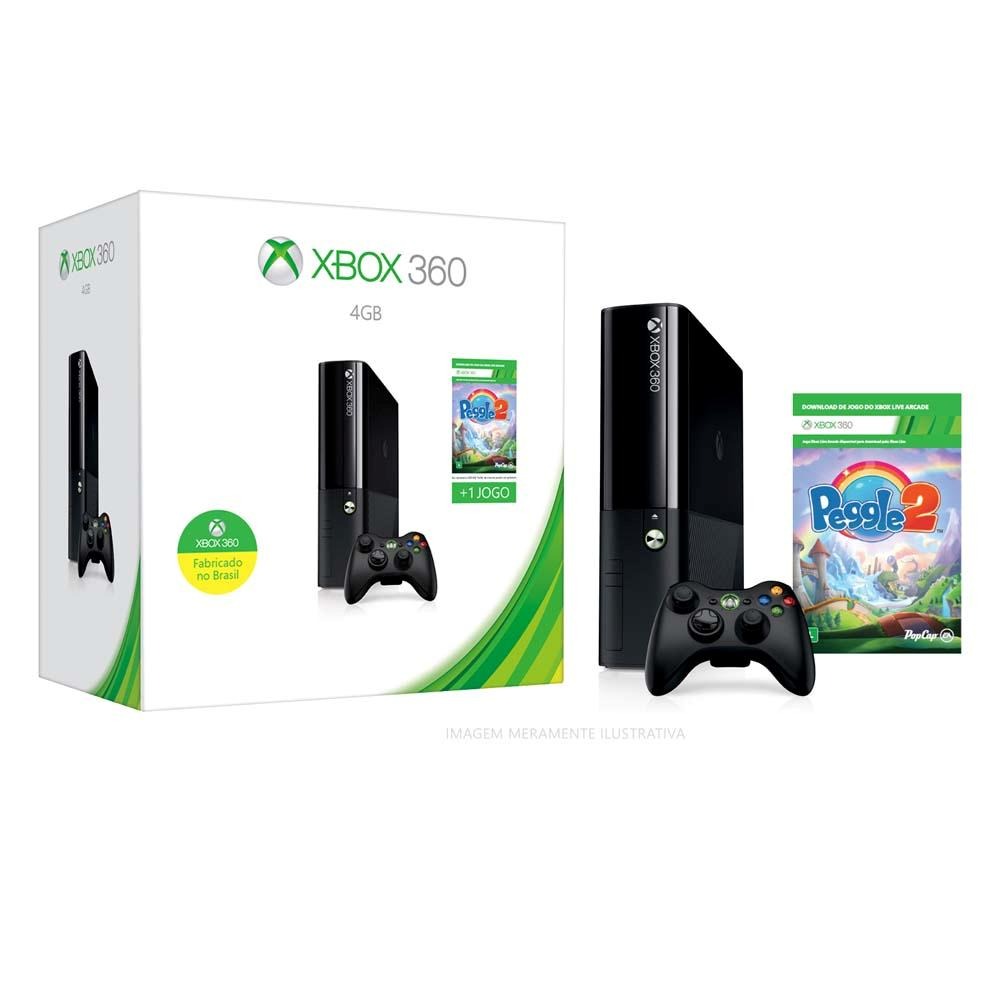 Console Microsoft Xbox 360 4GB + Jogo Peggle 2 (Download Via Xbox Live