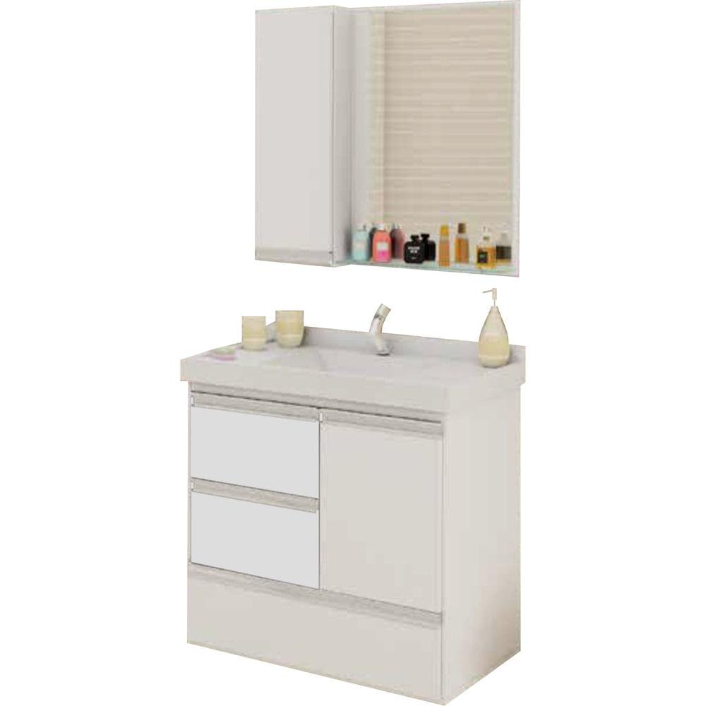 Gabinete para banheiro Cerocha Dubhe com Cuba, Espelho e Armário Lateral Balcões no Pontofrio com Artesanato Em Ouro Preto Mg ~ Gabinete para banheiro Cerocha Dubhe com Cuba, Espelho e Armário Lateral Balcões no Pontofrio com
