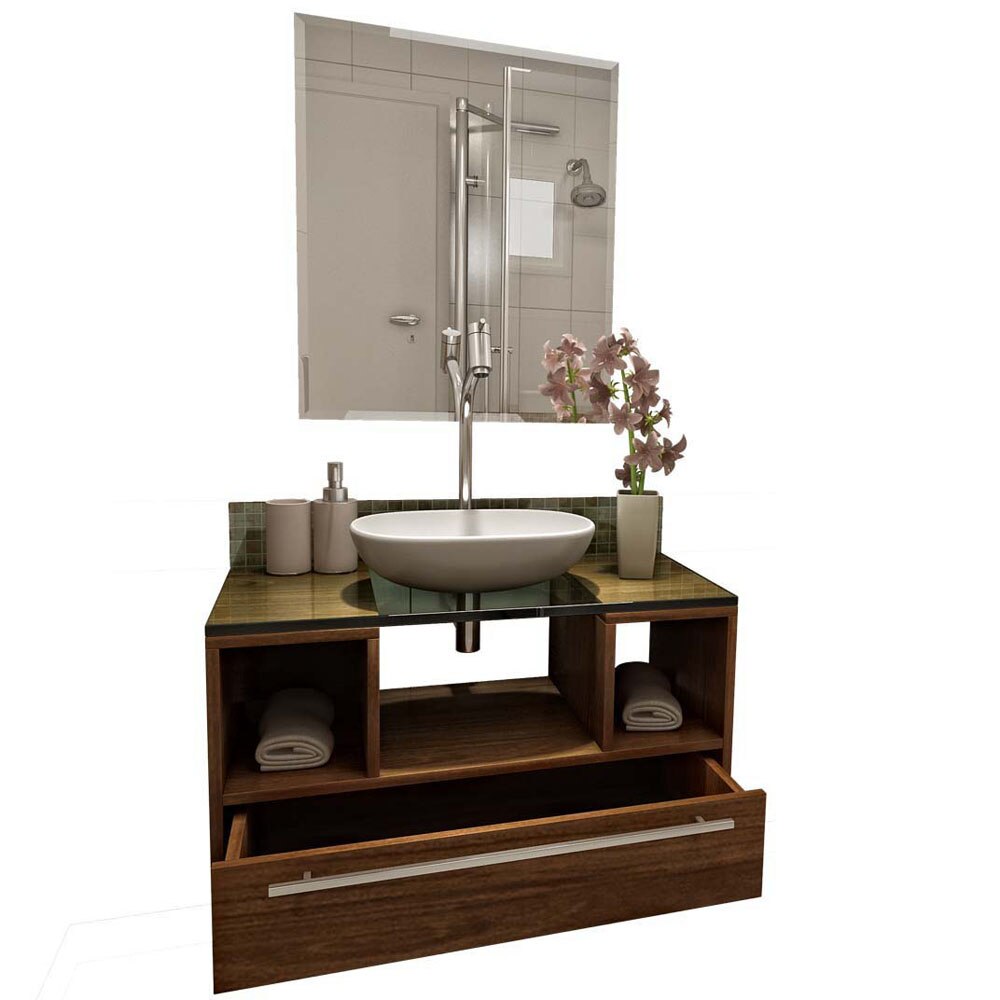 Gabinete para Banheiro VTEC Cetus com Cuba e Espelho 43x73x33cm – Nogal Con -> Kit Cuba Para Banheiro Gabinete para Banheiro VTEC Cetus com Cuba e Espelho 43x73x33cm – Nogal Con -> Kit Cuba Para Banheiro