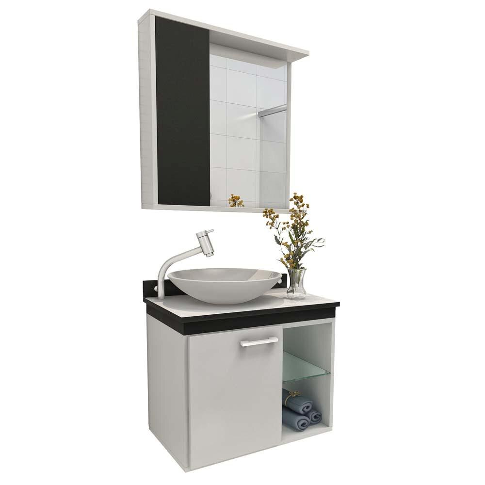 Gabinete para Banheiro Vtec Alpha Premium com Cuba e Espelho 42 x 55 x 35 cm -> Armario De Banheiro Vtec Gabinete para Banheiro Vtec Alpha Premium com Cuba e Espelho 42 x 55 x 35 cm -> Armario De Banheiro Vtec