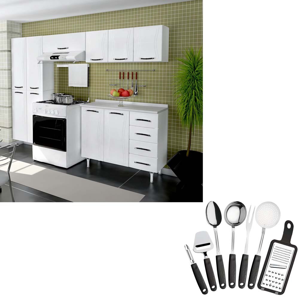 Cozinha Compacta Colormaq Eclipse Clean 3 pçs Branco + Conjunto de Utensíli # Cozinha Compacta Tramontina Cozinha Compacta Colormaq Eclipse Clean 3 pçs Branco + Conjunto de Utensíli # Cozinha Compacta Tramontina