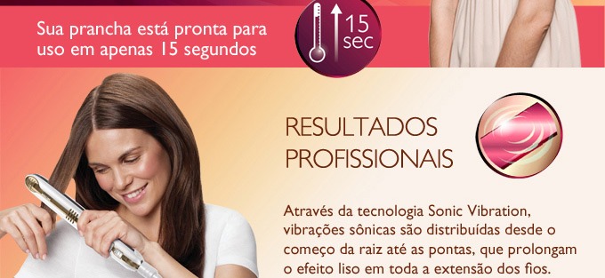 Prancha Alisadora HP8362 pronta para uso em apenas 15 segundos pronta em apenas 15 segundos