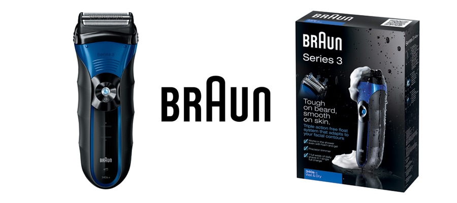 Barbeador Braun Série 3 Wet & Dry 340S - Preto barbeador braun serie 3 340s preto