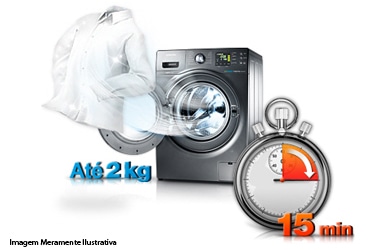 Recurso Quick Wash que lava em 15 minutos até 2 kg de roupas não muito sujas Recurso Quick Wash que lava em 15 minutos até 2 kg de roupas não muito sujas