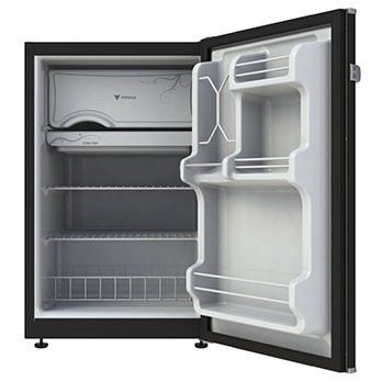 O Venax NGV 10 possui prateleiras reguláveis frigobar Venax NGV 10 Preto Fosco aberto