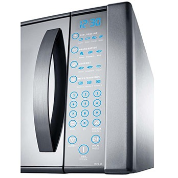 As teclas são iluminadas forno de micro-ondas Electrolux Blue Touch Espelhado MEC 41 iluminação