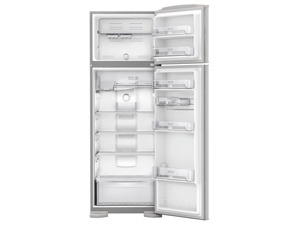 Prateleiras resistentes em vidro temperador nesse refrigerador GE Refrigerador duplex frost free RFGE390 GE prateleiras