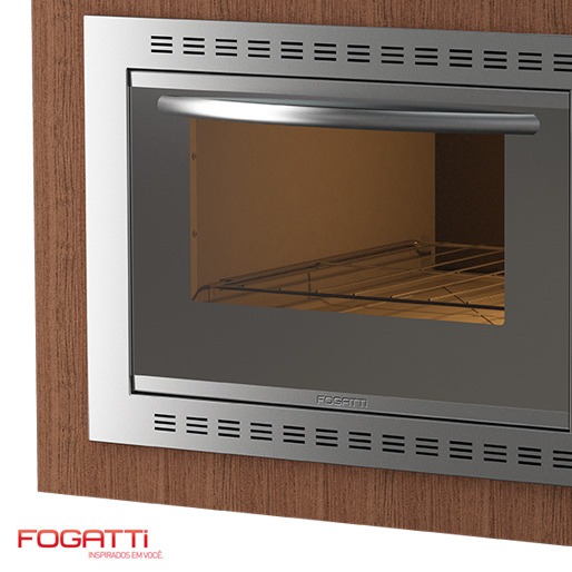 2 estágios de abertura da porta Forno Elétrico Embutir Fogatti Isolamento Térmico