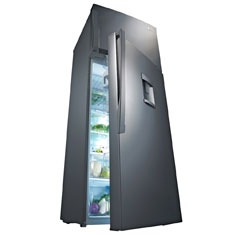 Indicador da secadora de roupas Samsung SECSDC3C101-XAZ O refrigerador LG Inspiration GR S507GSP aberto