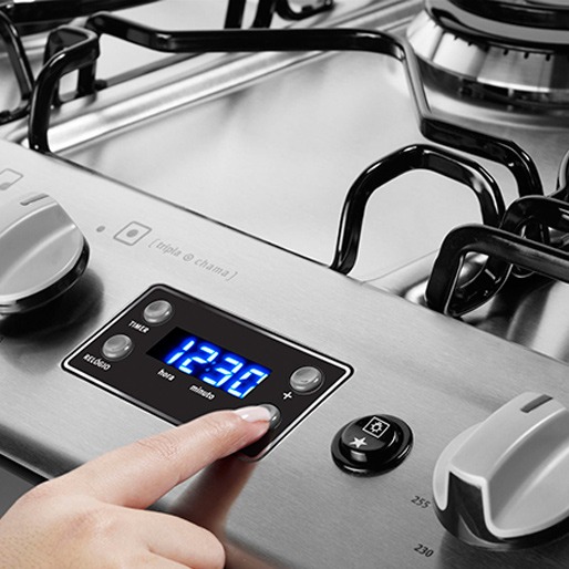 Acione o timer no display digital função timer digital electrolux 76rxd fogão relógio