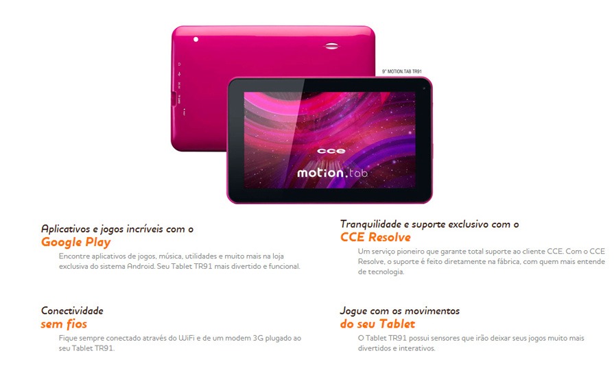 Tablet CCE TR91 com Tela 9", 4GB, Câmera, WiFi, Slot para Cartão de