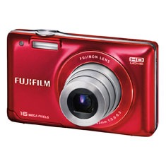 A câmera digital Fujifilm Finepix JX580 Vermelha de frente câmera digital Fujifilm Finepix JX580 Vermelha de frente